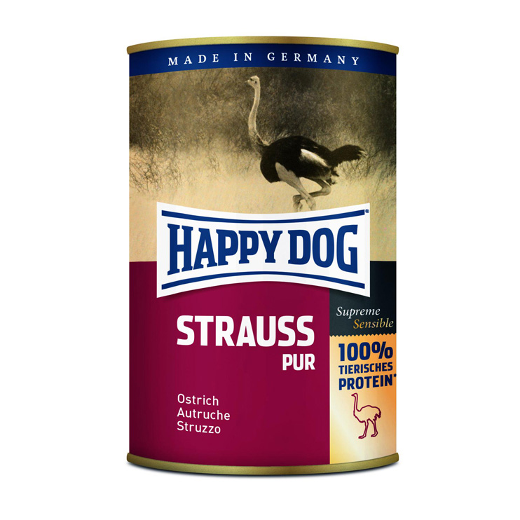 HappyDog konserv 100% animalisk struts 400g