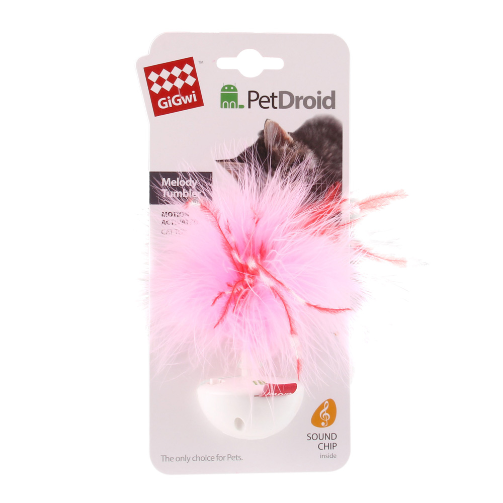 GiGwi Wobble Feather Pet Droid kattl vit