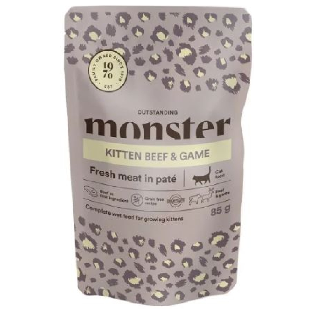 Monster Cat Pouches Kitten Beef/Game 85g