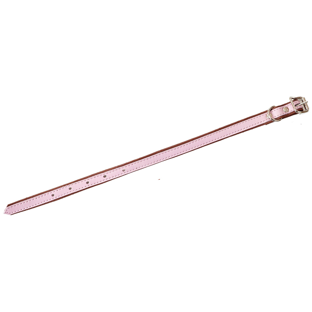 Läderhalsband Klain älgläder 27-35 cm/15 mm rosa